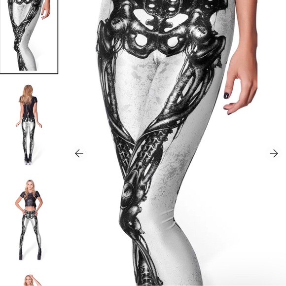 Blackmilk mechanical bones white leggings artwork by Shichigoro size small. - Picture 2 of 6